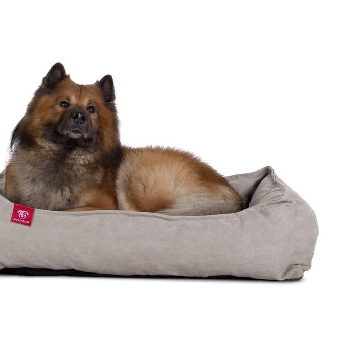 Pelíšek ve tvaru hnízda, ortopedický pelíšek pro psy s okrajem z paměťové pěny, malý, střední, velký - Stonewashed džínovina Cínová