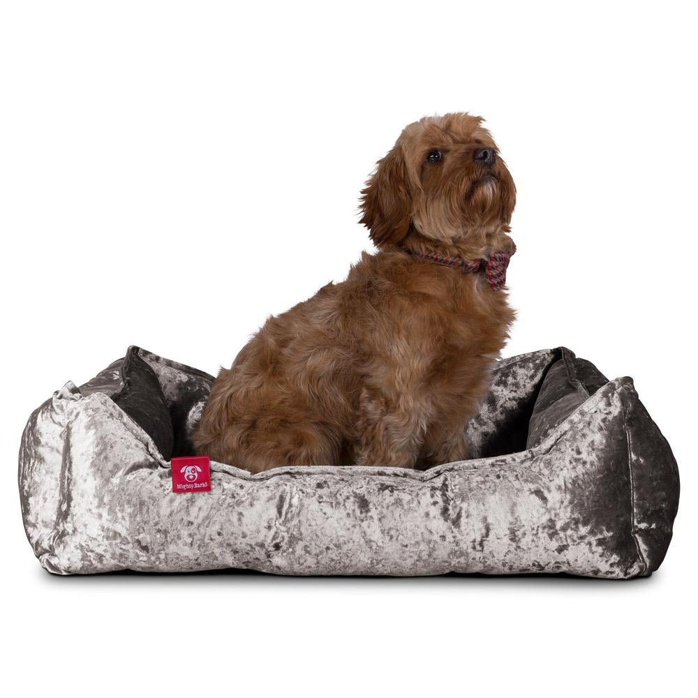 Pelíšek ve tvaru hnízda, ortopedický pelíšek pro psy s okrajem z paměťové pěny, malý, střední, velký - Třpytivé Stříbrná