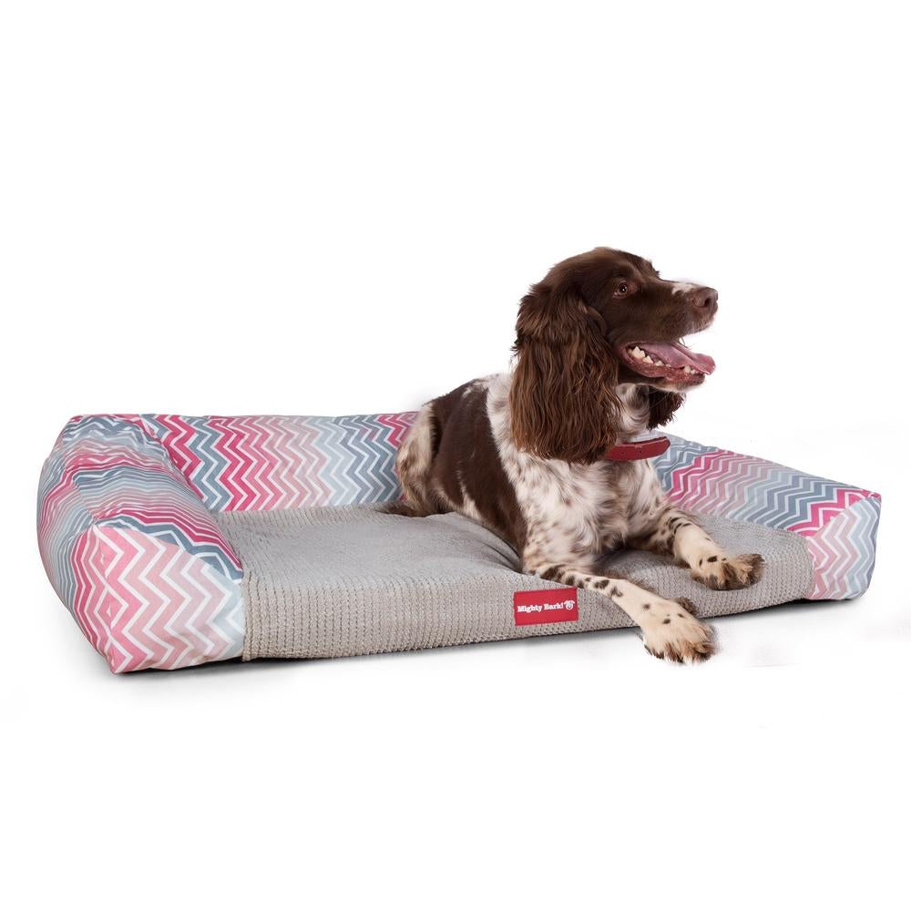 Pohovka pro psy, ortopedická pelíšek pro psy z paměťové pěny, velká, střední, XXL - Geometrický potisk Růžová