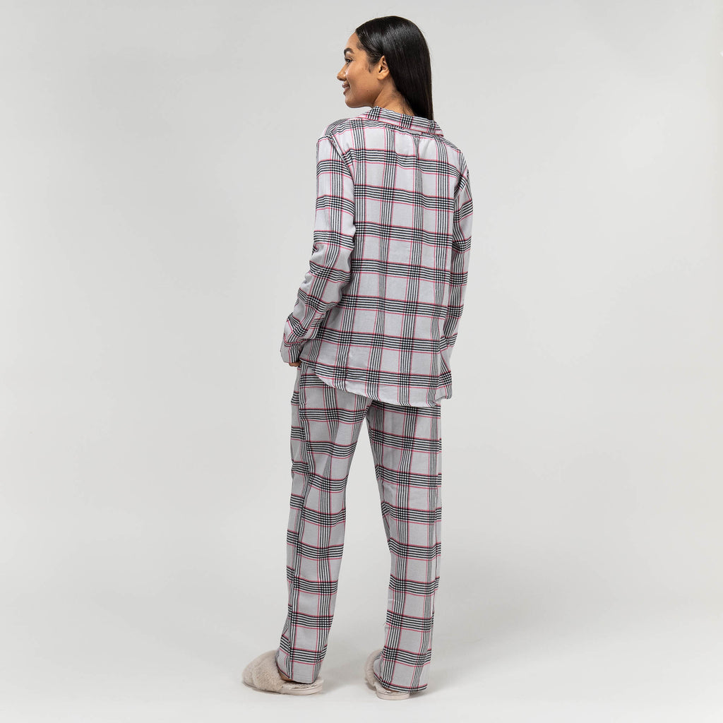 Dámské pyžamo - Kostkovaný vzor růžová 06