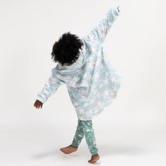 Dětská Oversized Mikina s Kapucí s Funkcí Přikrývky - Minky Králík 04