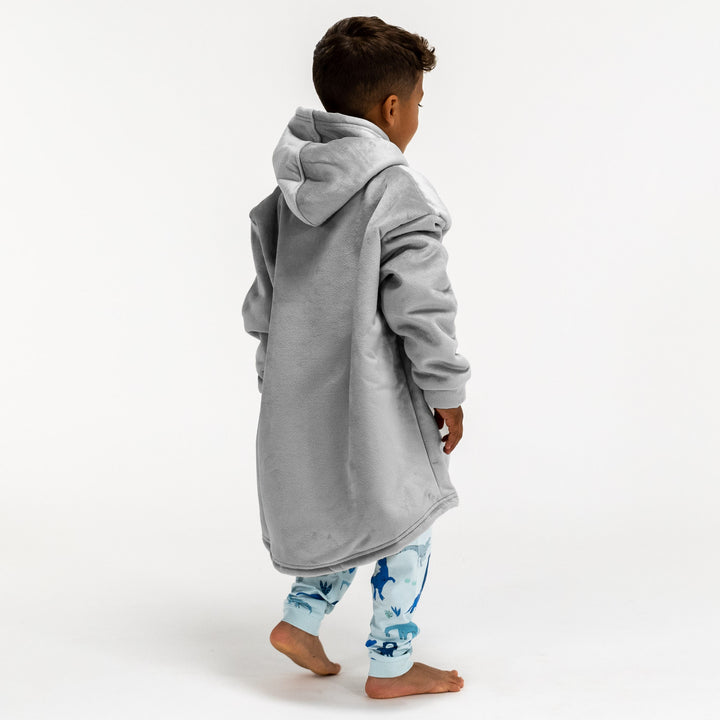 Dětská Oversized Mikina s Kapucí s Funkcí Přikrývky - Minky Šedá 04