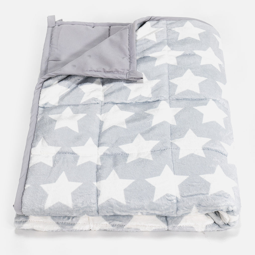 Dětská Těžká Přikrývka - Flanelový Fleece Šedá Hvězda 01