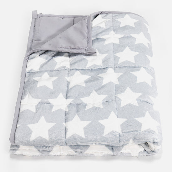 Dětská Těžká Přikrývka - Flanelový Fleece Šedá Hvězda 01