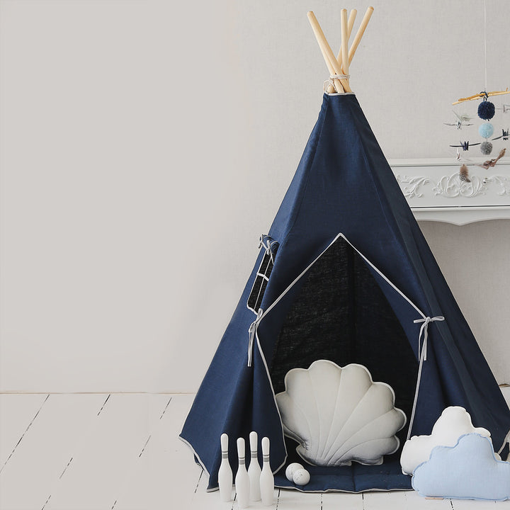 Dětské plátěné teepee do interiéru - Námořnická modř 04