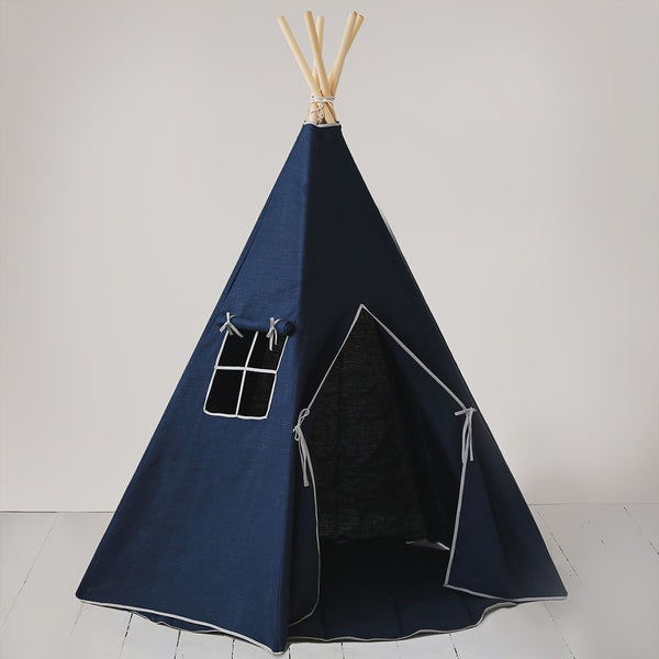 Dětské plátěné teepee do interiéru - Námořnická modř Fabric Close-up Image