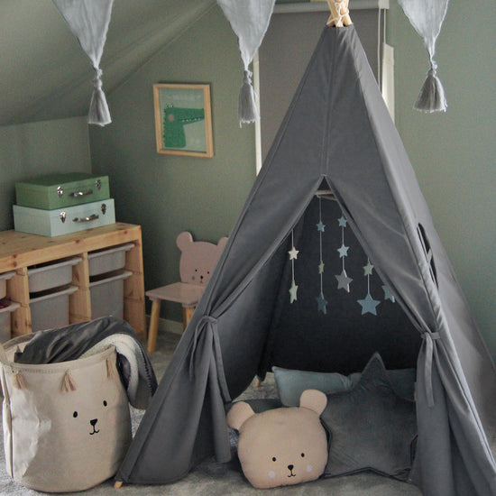 Dětské teepee do interiéru - Šedá 02