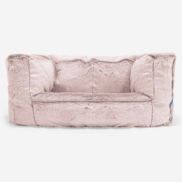 Albert Dětský sedací vak pohovka - Umělá králičí kožešina Pudrově růžová 01