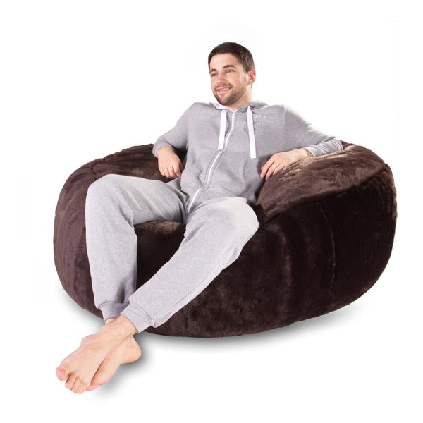 LOUNGE PUG, Mamutí sedací vak pohovka, Obří sedací vak, Jemná kožešina Hnědá