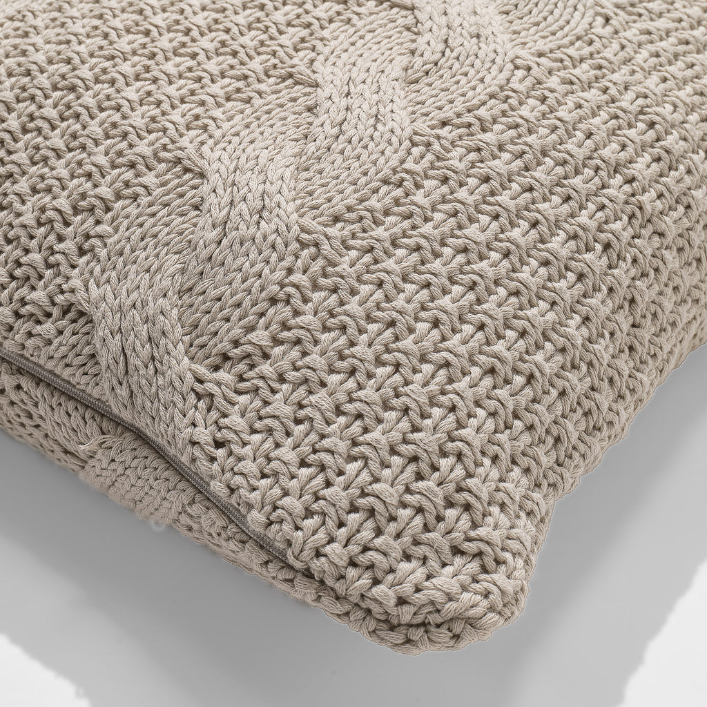 Polštář 47 x 47cm - 100% Bavlněný Cable Krémová 02