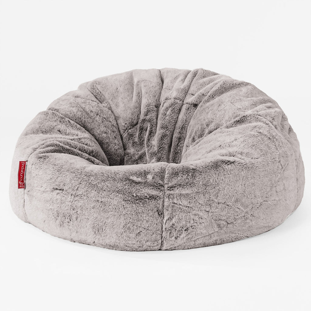 CloudSac® 200 dětský obří sedací vak pro děti z paměťové pěny - Umělá králičí kožešina Světle šedá 01