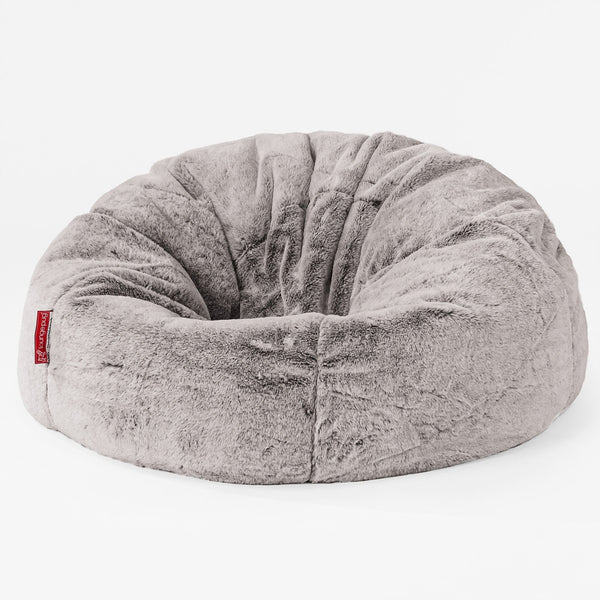 CloudSac® 200 dětský obří sedací vak pro děti z paměťové pěny - Umělá králičí kožešina Světle šedá 01
