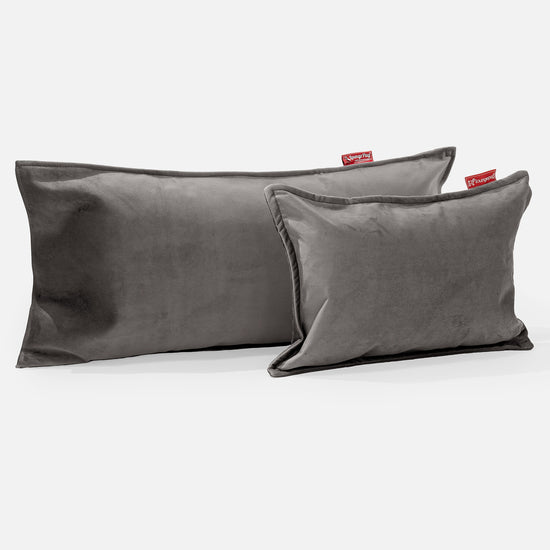 CloudSac® 50 obří polštář z paměťové pěny 40 x 80 cm - Samet Tmavomodrá šeď 03