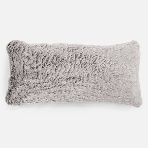 CloudSac® 50 obří polštář z paměťové pěny 40 x 80 cm - Umělá králičí kožešina Světle šedá 01