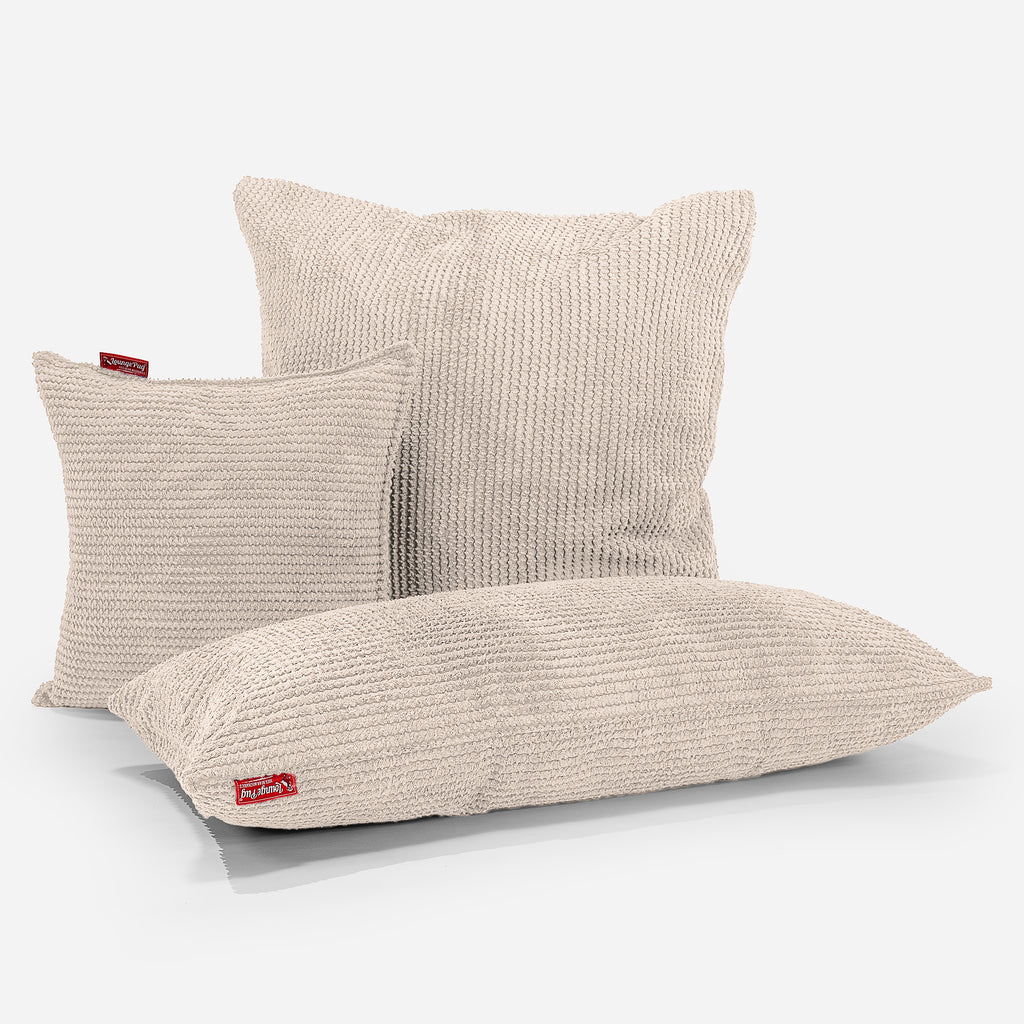 CloudSac® 50 obří polštář z paměťové pěny 40 x 80 cm - Pom pom Slonovinová 03