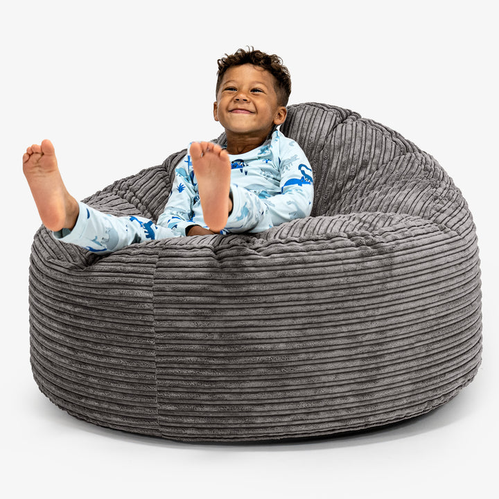 Dětská obří sedací vak Snuggle 3-8 let -Manšestr Tmavomodrá šeď 01