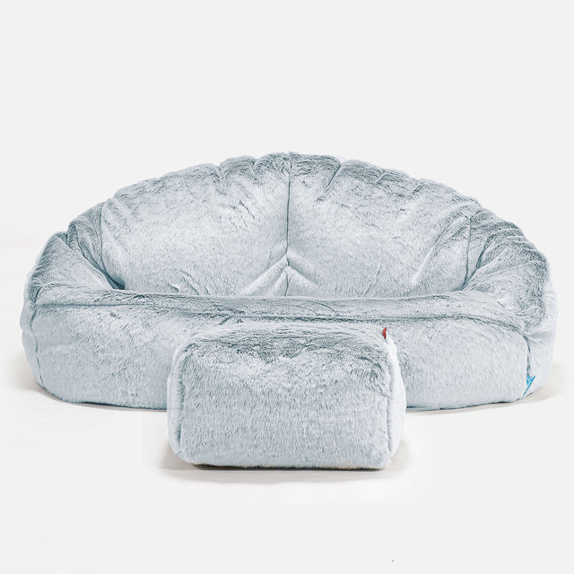 Dětský sedací vak pohovka Bubble - Umělá králičí kožešina Pudrově modrá 02