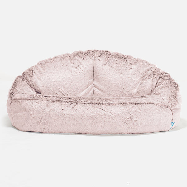 Dětský sedací vak pohovka Bubble - Umělá králičí kožešina Pudrově růžová 01