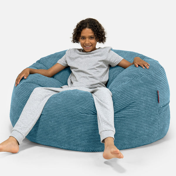 Extrémně pohodlný dětský sedací vak super velikost 6-14 let - Pom pom Modrozelená 01