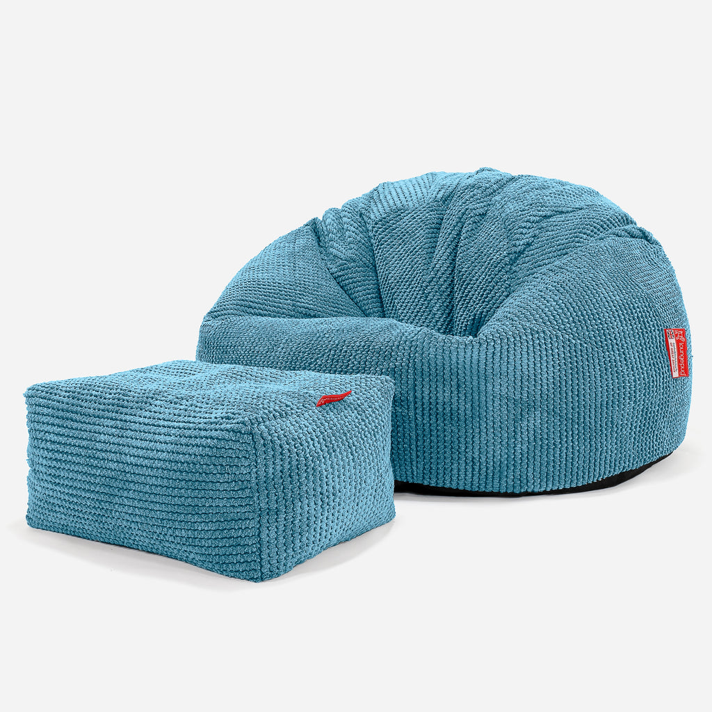Klasický sedací pytel - Pom pom Modrozelená 02