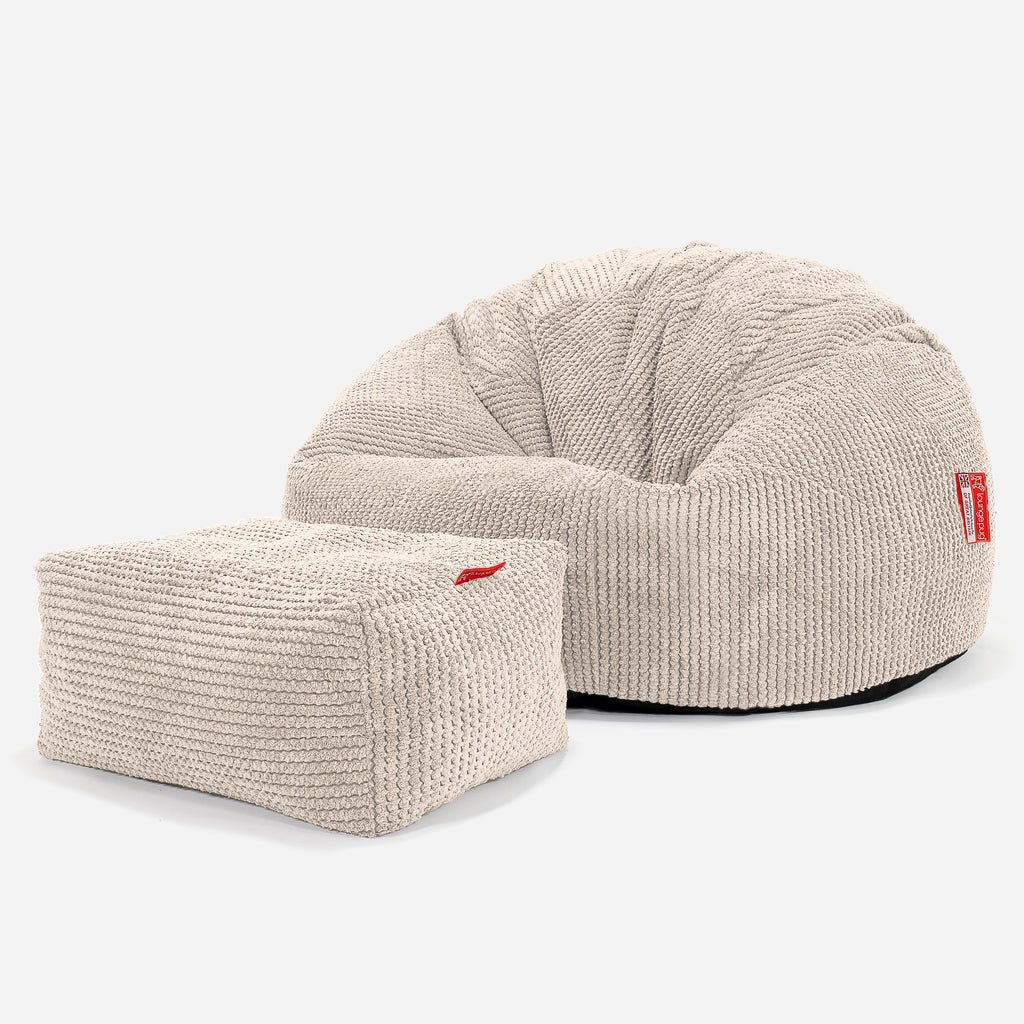 Klasický sedací pytel - Pom pom Slonovinová 02