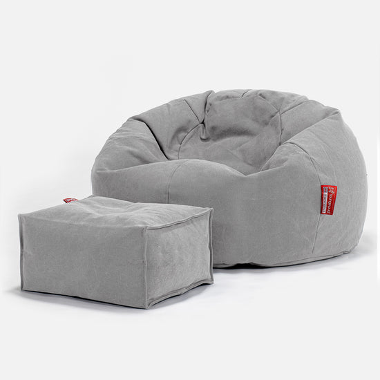 Klasický sedací pytel - Stonewashed džínovina Cínová 02