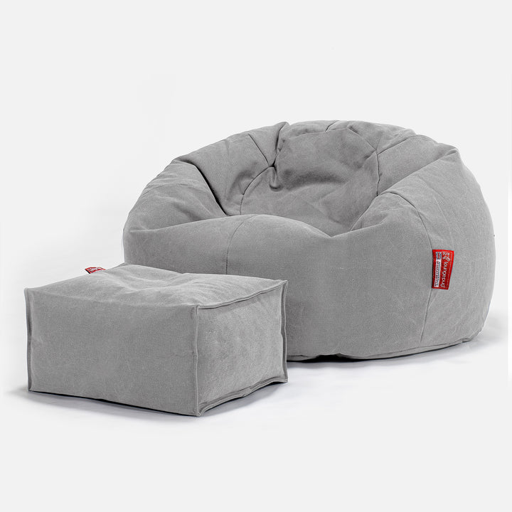 Klasický sedací pytel - Stonewashed džínovina Cínová 02