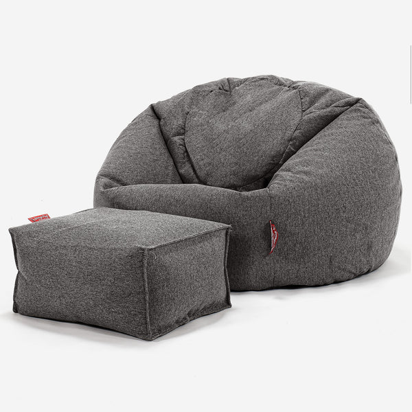 Klasický sedací pytel - Vlna Interalli Šedá 01