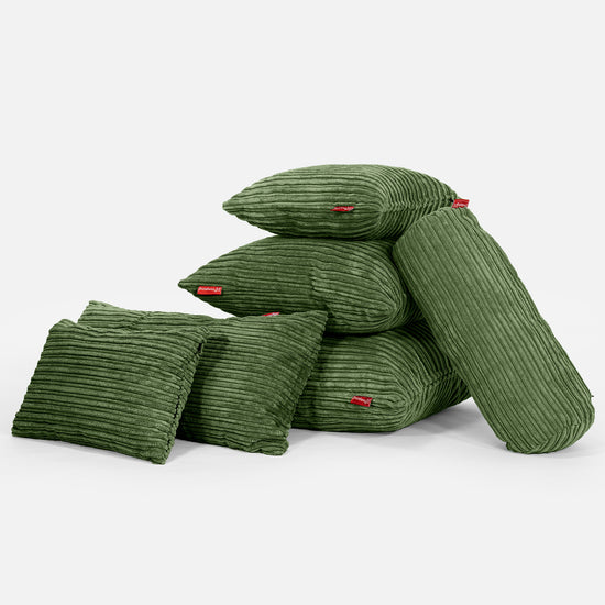 Kulatý Povlak na Polštář 50cm - Manšestr Lesní zelená 03