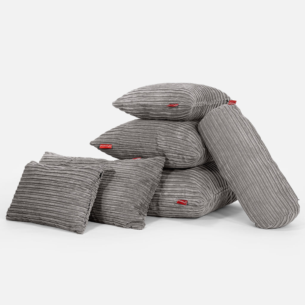 Kulatý Polštář 50cm - Manšestr Tmavomodrá šeď 03