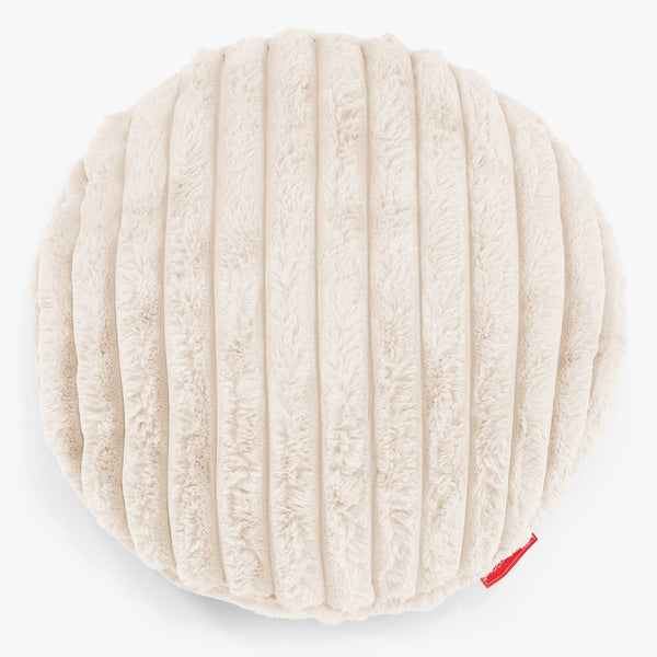 Kulatý Povlak na Polštář 50cm - Ultra plyšový kord Krémová 01