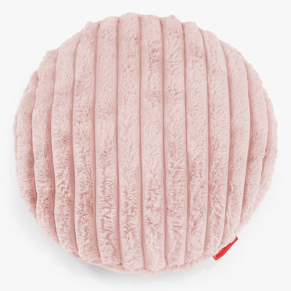 Kulatý Povlak na Polštář 50cm - Ultra plyšový kord Pudrově růžová 01
