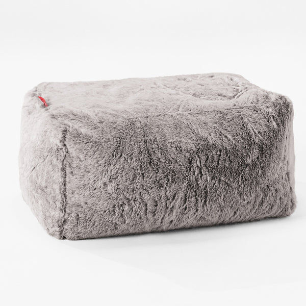 Malá podnožka - Umělá králičí kožešina Světle šedá 01