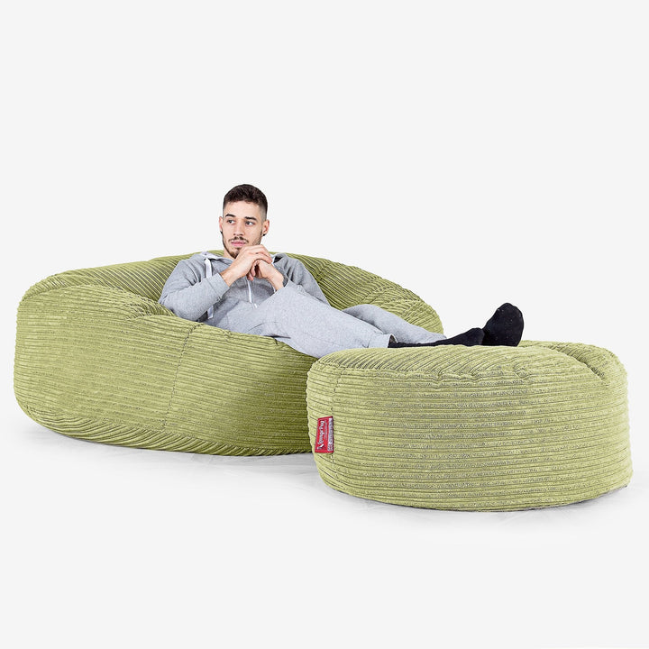 Mega mamutí sedací vak pohovka - Manšestr Limetkově 02