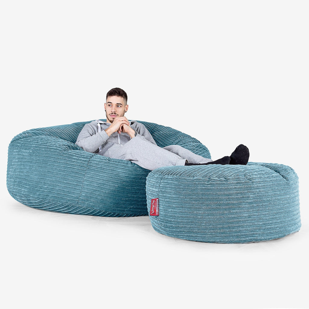 Mega mamutí sedací vak pohovka - Manšestr Modrozelená 02