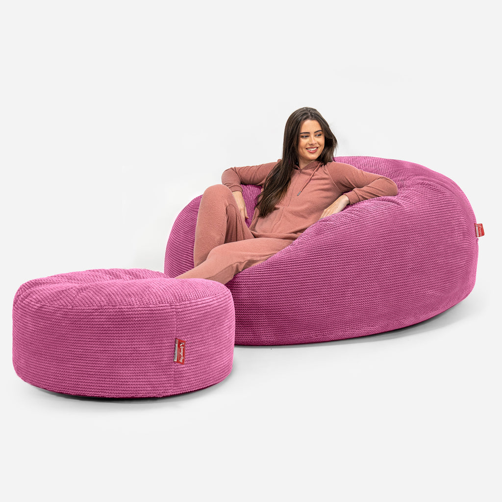 Mega mamutí sedací vak pohovka - Pom pom Růžová 02