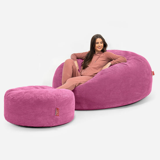 Mega mamutí sedací vak pohovka - Pom pom Růžová 02