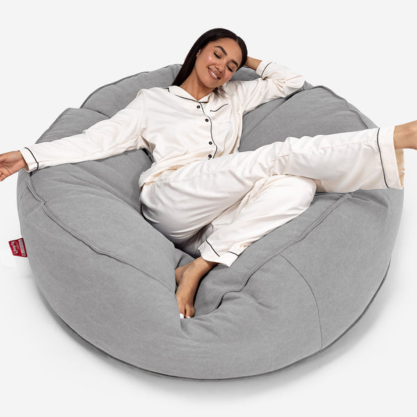 Mega mamutí sedací vak pohovka - Stonewashed džínovina Cínová 01