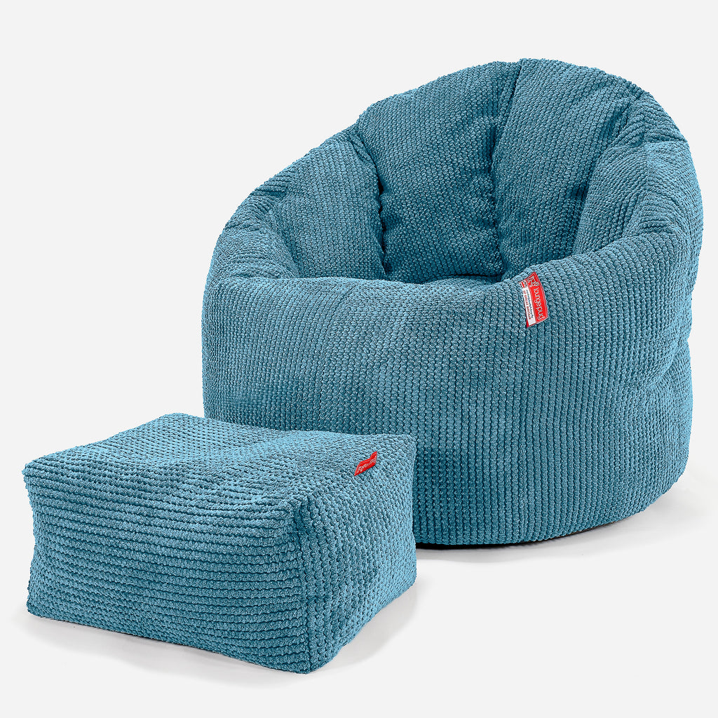 Pohodlný sedací pytel - Pom pom Modrozelená 02