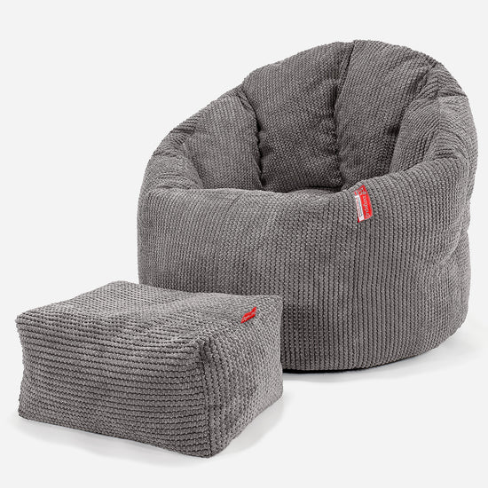 Pohodlný sedací pytel - Pom pom Tmavě šedá 02