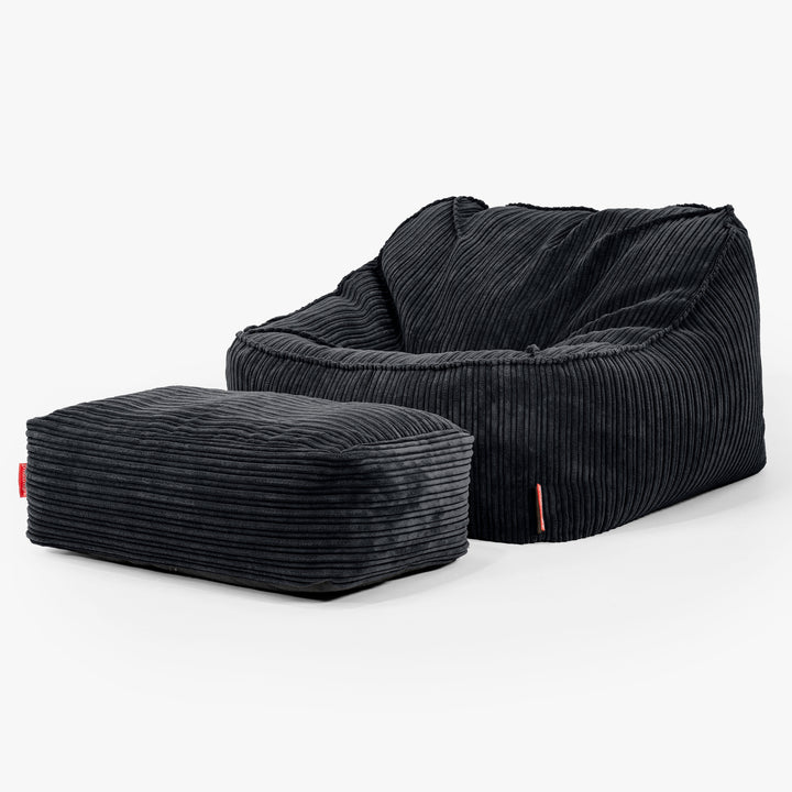 Sedací pytel Sloucher, křeslo - Manšestr Černá 02