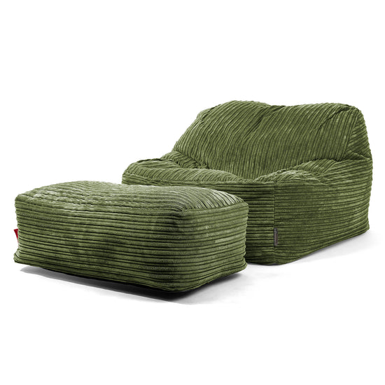 Sedací pytel Sloucher, křeslo - Manšestr Lesní zelená 01