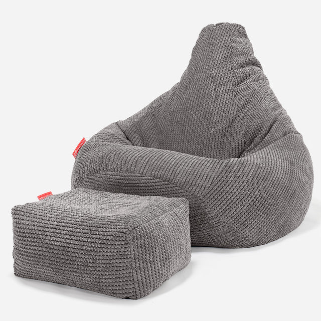 Sedací vak hruška - Pom pom Tmavě šedá 01
