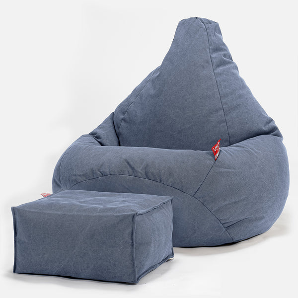 Sedací vak hruška - Stonewashed džínovina Námořnická modř 01