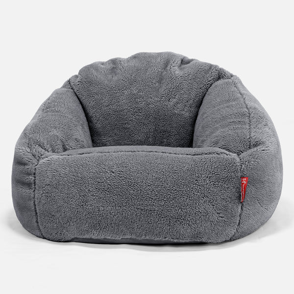 Sedací vak křeslo Bubble - Umělá medvědí kožešina Tmavě šedá 01