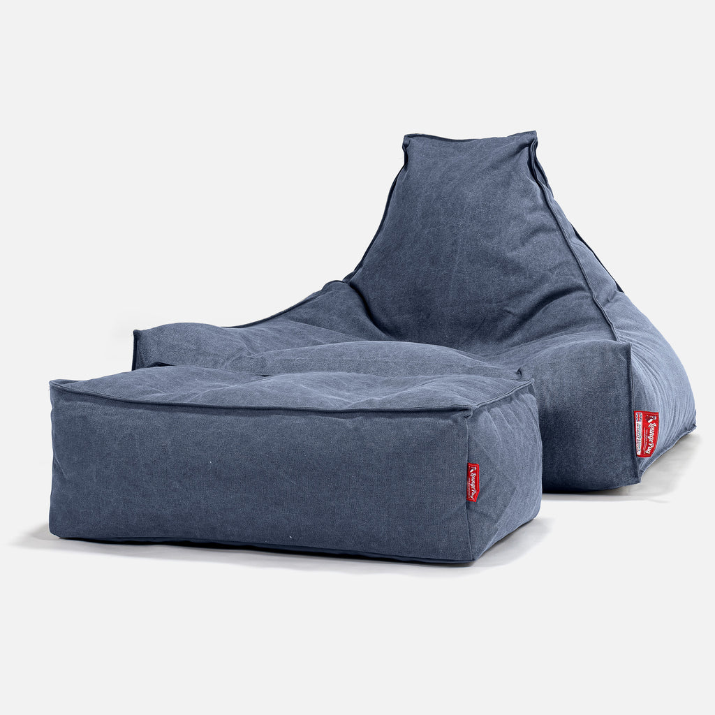 Sedací vak lenošky - Stonewashed džínovina Námořnická modř 02