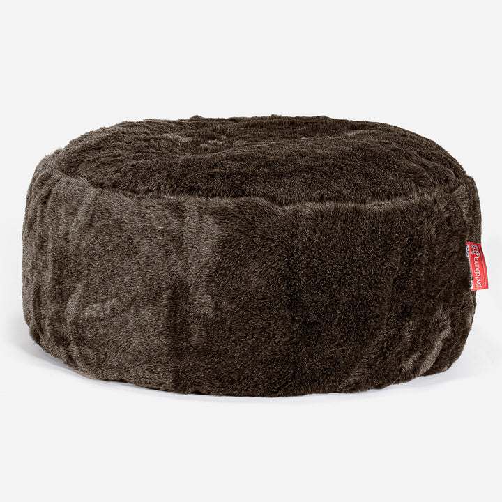 Velký kulatý puf - Jemná kožešina Hnědá 01
