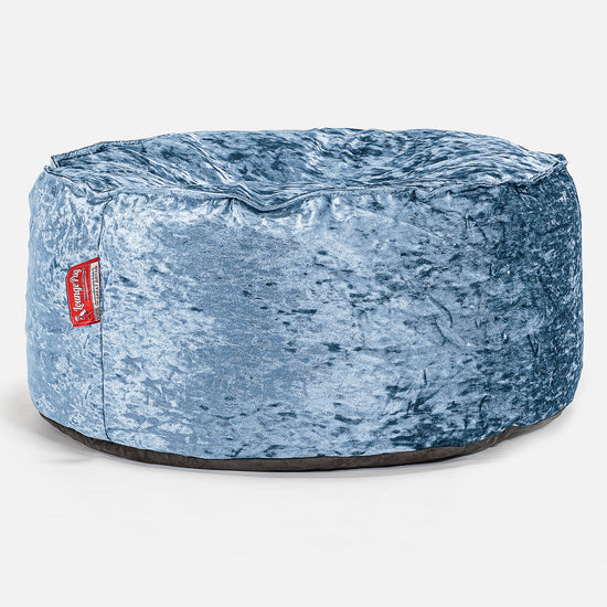 Velký kulatý puf - Mačkaný samet Tyrkysová 01