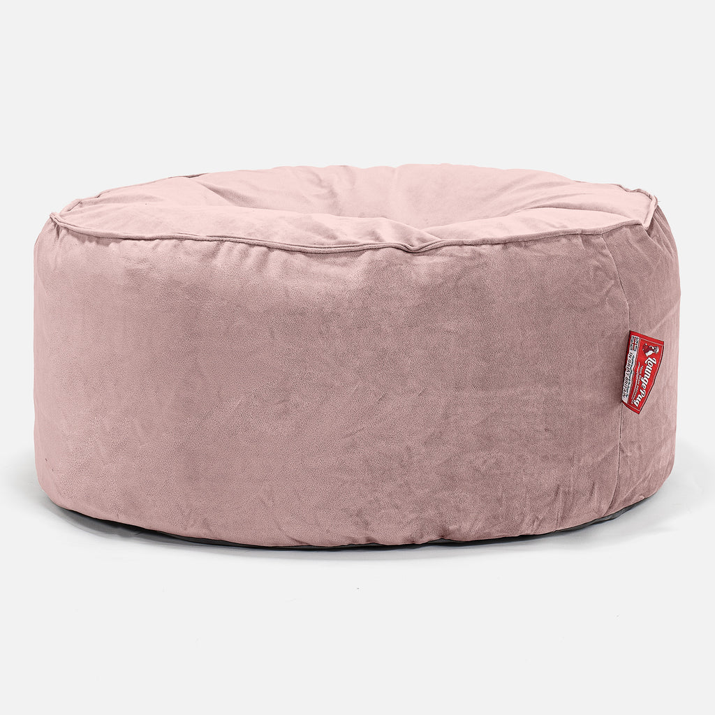 Velký kulatý puf - Samet Růžová 01