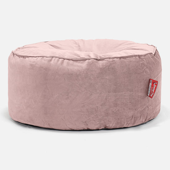 Velký kulatý puf - Samet Růžová 01